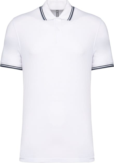 Kariban Gestreepte herenpolo korte mouwen K272 - White / Navy - S