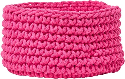 Homescapes Gebreide opbergmand, 100% katoen pink - 37 x 21 cm