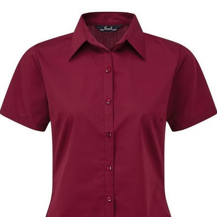 Premier Popeline blouse met korte mouwen / Gewoon werkoverhemd (Bourgondië)