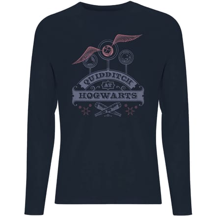 Harry Potter Quidditch At Hogwarts Men's Long Sleeve T-Shirt - Navy - XL