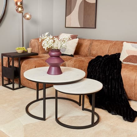 StarFurn Salontafel Nova - Rond Wit Marmer - 70x70x40cm