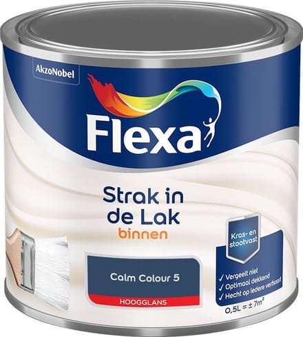 Flexa - Strak In De Lak Binnenlak Hoogglans - Calm Colour 5 - Mengverf - 500 Ml