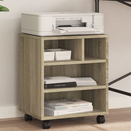 vidaXL - Printerkastje - met - wielen - 41x32x48 - cm - sonoma - eikenkleurig