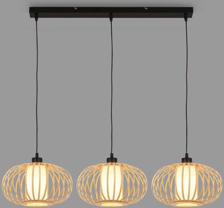 BRILONER - ROTTI - Hanglamp, 120 cm, 3x E27, max. 10W, houtkleurig