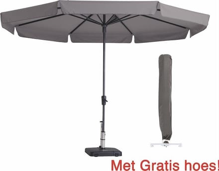 Parasol rond Taupe 350 cm met gratis Hoes