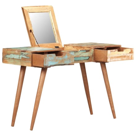 vidaXL - Kaptafel - met - spiegel - 112x45x76 - cm - massief - gerecycled - hout