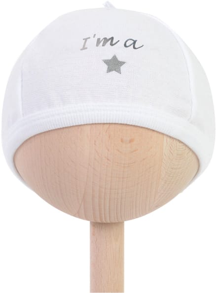 BAMBAM Babymutsje "I'm a star" - Wit - Baby cadeau