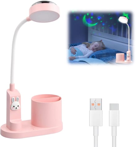 Bureaulamp Met Sterrenprojector - Leuke Tafellamp Met Pennenhouder - Naast De Studielamp Voor Kinderen - LED-Leeslamp