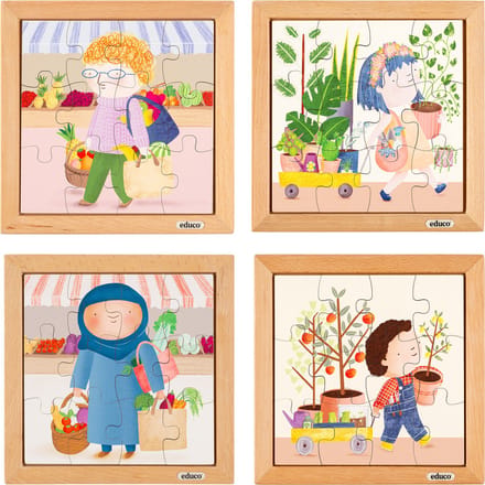 Dubbelzijdige puzzel - set van 4 - Educo - Educatief speelgoed
