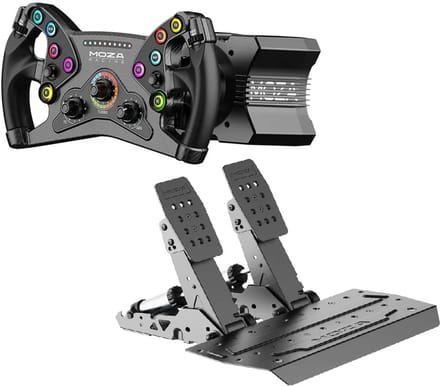 MOZA R9 V3 Wheel Base + KS Steering Wheel + SR-P2 Pedals - 9 Nm Direct Drive Sim Racing Bundle - PC
