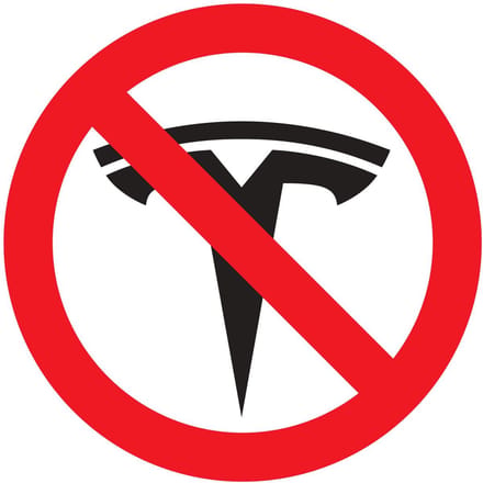 Tesla inrijverbod sticker 9,5 cm vinyl set van 2