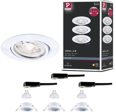 LED-inbouwlamp Base GU10 Flat draaibaar 3x4W 3x400lm 230V 2700K Wit