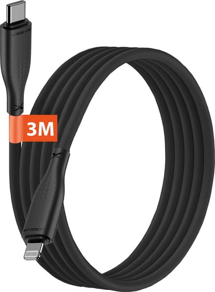 Xssive Extra Lange USB C Kabel - geschikt voor iPhone met Lightning naar USB C - 3 Meter - 27W Snellader Kabel