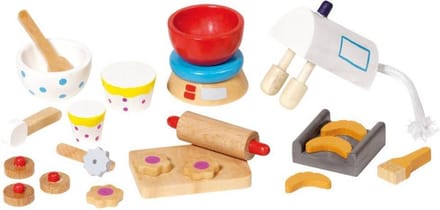 Goki - Houten poppenhuis - Bak accessoires - 22-delig