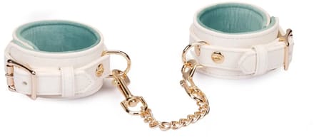 Liebe Seele - Boudoir Amor - Vegan Lederen handboeien - Wit met Gouden Hardware