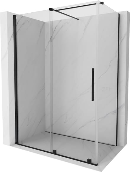 Mexen Velar verschuifbare douchecabine 140 x 80 , transparant, zwart - 871-140-080-01-70