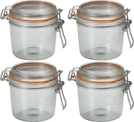 Le Parfait Voorraad/weckpot - 4x - glas - transparant - 10 x 8,5 cm - 350 ml