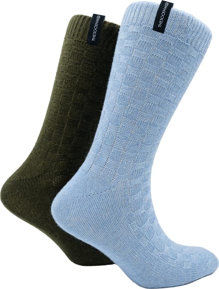 The Sockmaker sokken heren 41-46 - 2-pack Wool Boot - duurzaam - Square - Blue and Forest Green