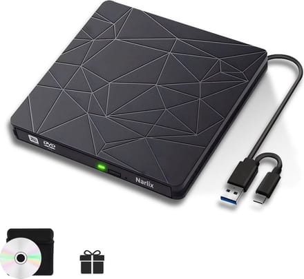 Externe DVD Speler - Externe DVD speler voor laptop - DVD/CD Drive voor Laptop - Brander - Optical Drive - USB 3.0 & USB C - Geschikt voor Windows, MacOS en Linux