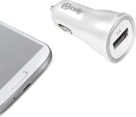 Autolader met 1 USB poort, Wit - Celly