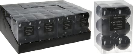 12 stuks Mondexx Kerstballen - 6 cm - Zwart