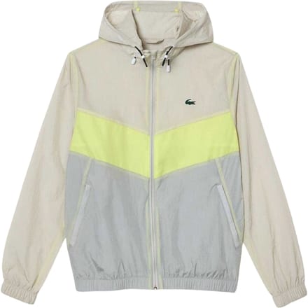 Lacoste Herenblouson met logo en doorlopende ritssluiting (Grijs/Geel)