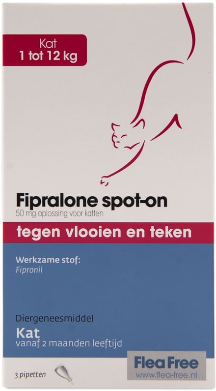 Flea Free Fipralone spot-on kat 1 tot 12 kg - 3 pipet