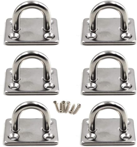 Ceiling Hook Pad Eye Plate van 304 RVS voor Wandmontage - Zware Lasten Ophangen (Set van 6, Inclusief Schroeven)