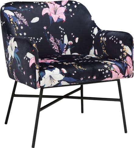 Flora-Gestoffeerde Accent Stoel in Fluweel Blauw Bloemig