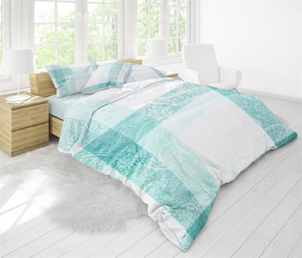 Lubna Home Dekbedovertrekset Tweepersons 200x200/220cm KATOEN RANFORCE -2 KUSSENSLOOP- EKOSE MINT