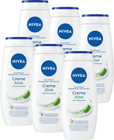 NIVEA Creme Aloë Vera Douchecrème - Bevat vitamine C en E - Voordeelverpakking - 6 x 250 ml