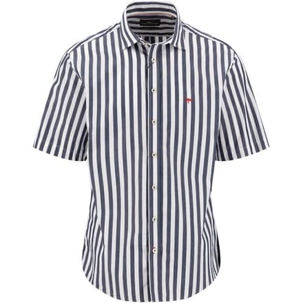 Fynch-Hatton Overhemd Short Sleeve Striped Cotton Marine / male