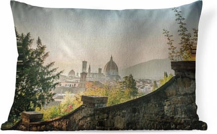 Sierkussens - Kussen - Vogelperspectief oude binnenstad Florence - 50x30 cm - Kussen van katoen
