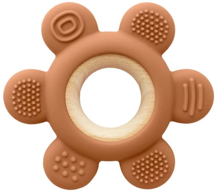 Bijtring van siliconen & hout (Vulkanisch Terracotta)