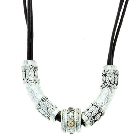 Behave - Korte bruine ketting met kraal 40,5 cm (+8 cm verlengketting)