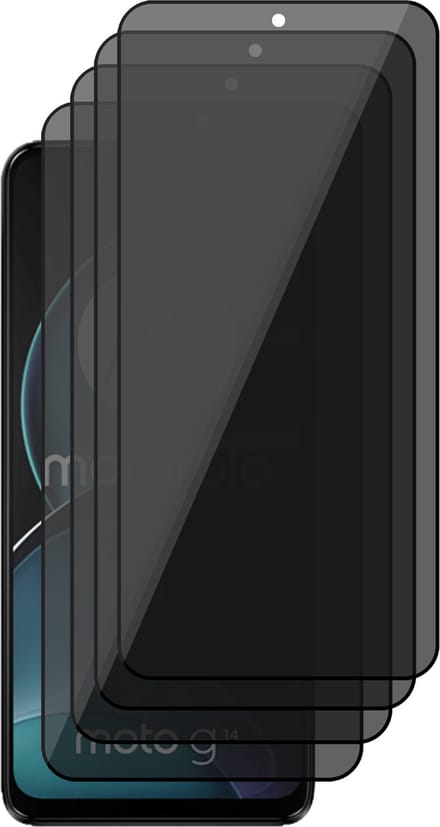 Privacy Screenprotector geschikt voor Motorola Moto G14 - 4x Volledig Dekkend Glas Screen Protector