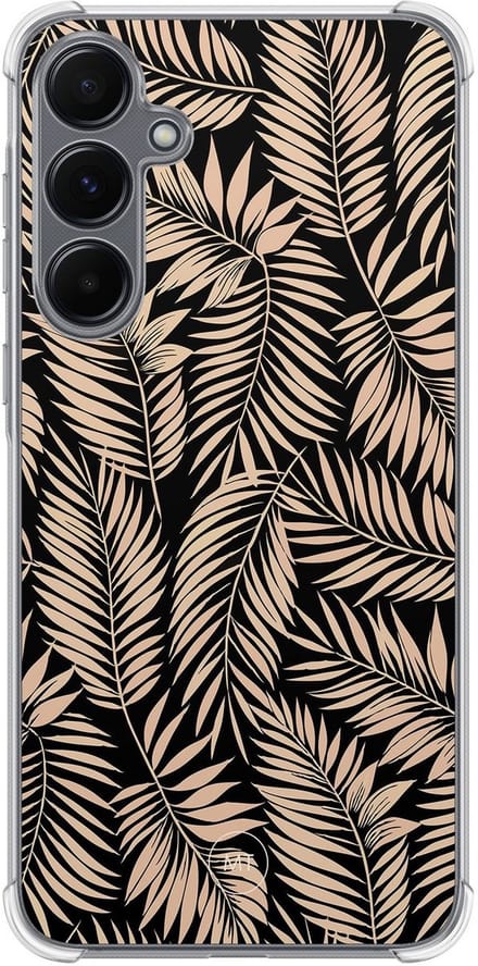 Hoesje (shockproof) geschikt voor Samsung Galaxy A15 - Palm silhouette - Extra sterke case - TPU/polycarbonaat - Natuur - Zwart, Bruin, Transparant