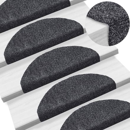 vidaXL - Trapmatten - Zelfklevend - 5 - stuks - 65x21x4 - cm - Donkergrijs - Halfrond - Groot