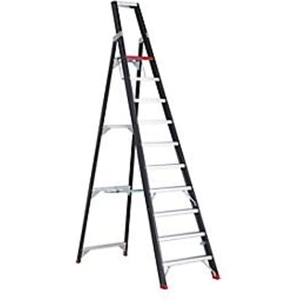 Trapladder Professional Topline, eenzijdig, aluminium, 10 treden, zwart