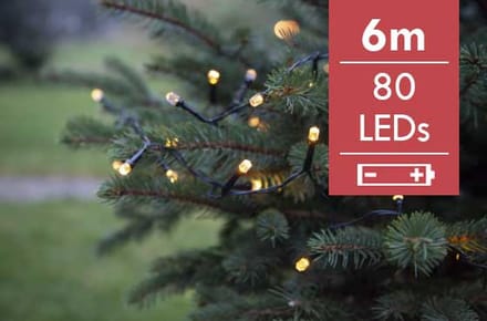 Kerstboomverlichting batterij LED Diamond String 6 m - 80 lampjes -div lichtstanden
