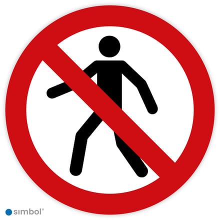 Simbol® - Stickers Verboden voor voetgangers (P004) - Formaat ø 30 cm.