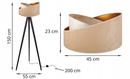 Light-Home WERONA - Vloerlamp - Tripod - Hout - Stoffen Lampenkap - Modern Design