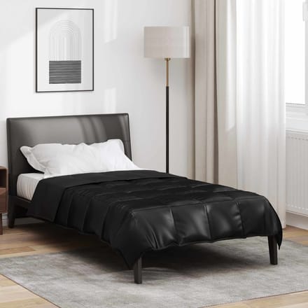 vidaXL Zomer Dekbed Zwart 140 x 200 cm Satijn en Microfiber