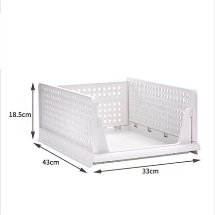 Stapelbare Opbergmand Plastic Grote Open Lade Kledingcontainer voor Slaapkamer Woonkamer Off-white white
