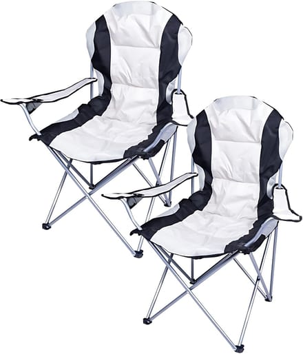 Gerimport camping klapstoel Madrid - 2x - Wit/Zwart - L90 x B56 x H105 cm