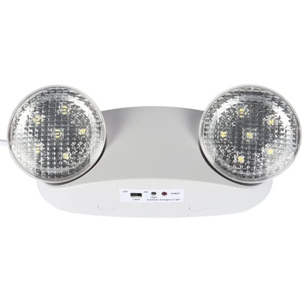 LED Noodverlichting Dubbelkoppige Draaibare Lamp met Batterijback-up voor Thuis Kantoor School Hotel wit