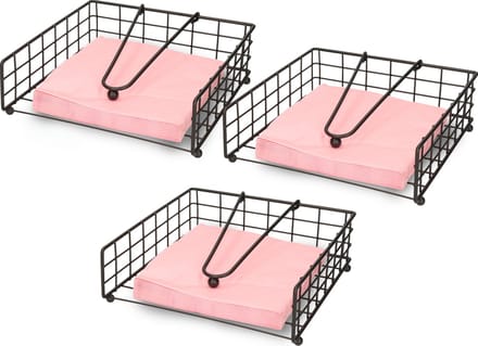 Artex Servettenhouder met stop - 3x - zwart - metaal - 21 cm