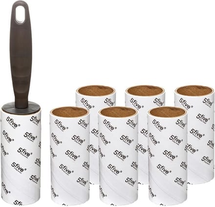 5Five Kledingroller/kleefroller - grijs - 21 cm - 10 vellen met 6 extra rollen - Pluizenroller - Kledingborstel