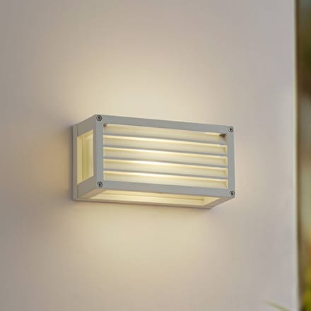 Lucande - Wandlamp buiten - 1licht - Aluminium, glas - H: 12.5 cm - E27 - wit, melkglas