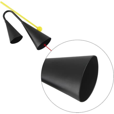 Tweekleurig metalen A-go-go Bell Cowbell-percussie-instrument met slagpin black